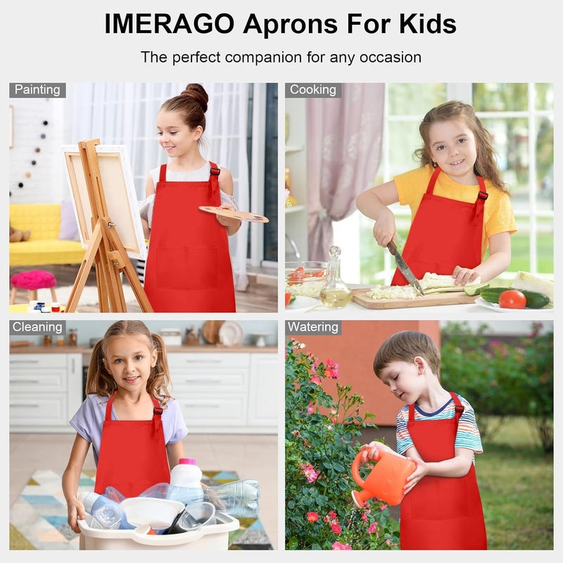 imeago 15 PCS Kids Aprons with Pockets Adjustable Chef Painting Aprons Bulk for Girls Boys Aged 6-13 Cooking Baking Crafting - Image 5